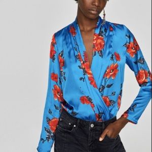 Zara Blue Satin Jumpsuit